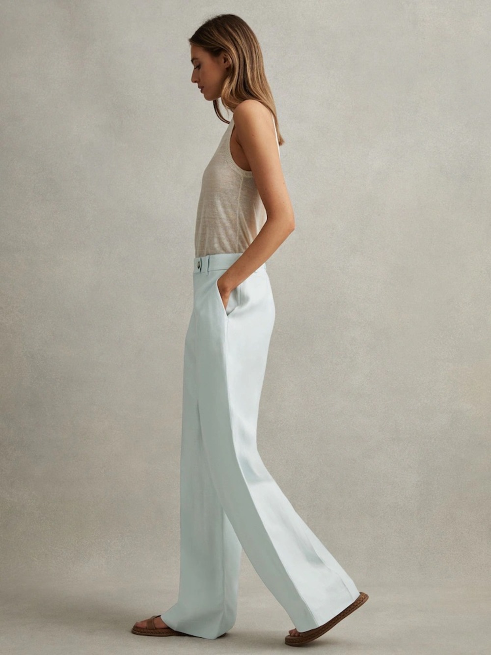 REISS Lori Linen-blend Wide Leg Pant - Picture 2 of 7